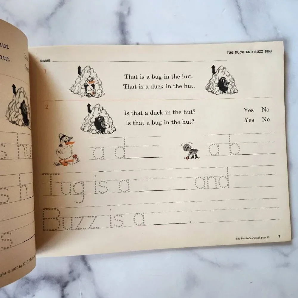 Tug Duck and Buzz Baby the Sack Hut vintage seatwork book 70s softback education